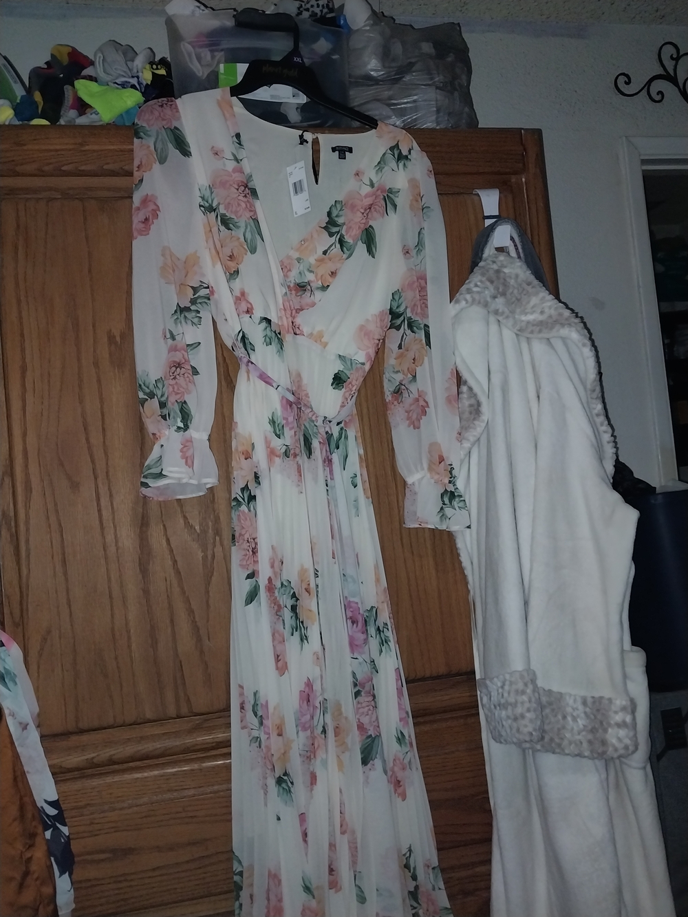 Floral Wrap Maxi Dress in Blush and Ivory - Picture 2 of 3